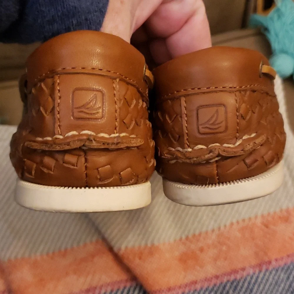 Sperry Women’s Topsiders Braided Woven Leather Loafers Flats Boat Shoe Brown 6.5 - Picture 5 of 9